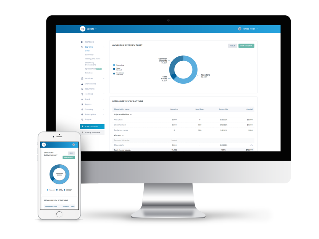 Eqvista - Cap table mockup